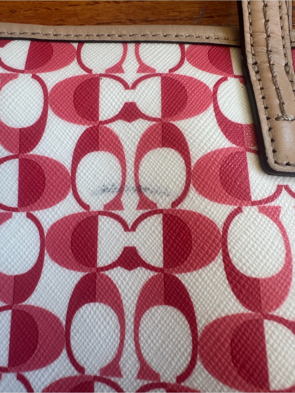 Coach Pink Signature Canvas Tote with Tan Trim - Picture 10 of 14